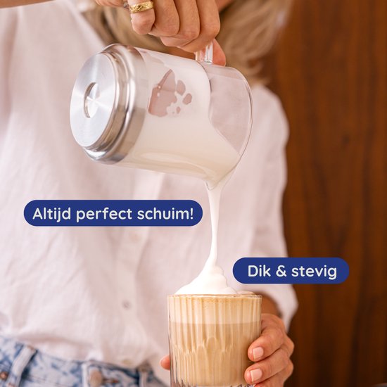 Safecourt Kitchen Glazen Melkopschuimer - Elektrische melkopschuimer - Glazen kan & PFAS-vrij - Vaatwasserbestendig - Zwart - MF700