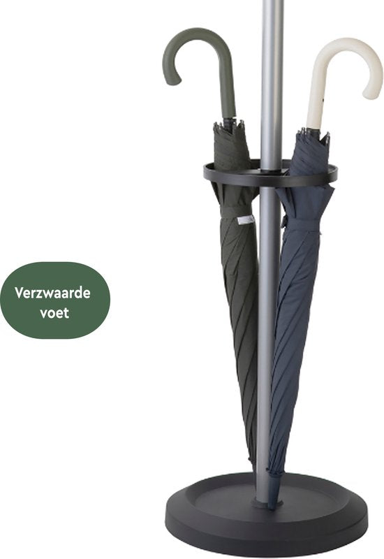 BRASQ Kapstok Stockholm CS500 – Staande kapstok met 6 hangers + paraplu-houder – Zwart