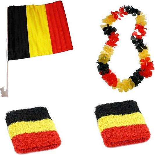 België Fanset 4-delig Zwart/geel/rood