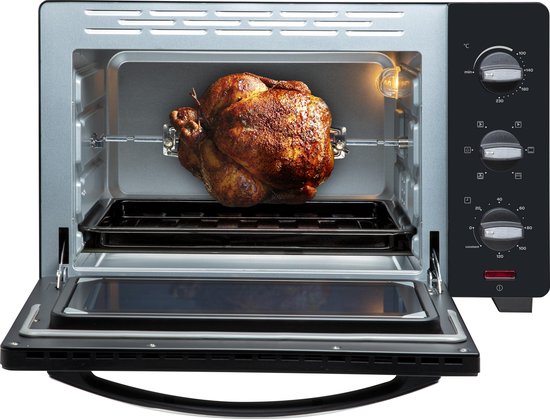 Inventum OV307B Vrijstaande oven - 30L - Hetelucht - Draaispit - 100-230°C - 5 ovenstanden - Zwart