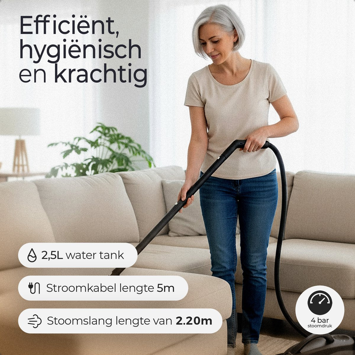 Atmosed AS-2 Stoomreiniger - 1650W - 4 Bar - 2,5L - Met 20 Accessoires