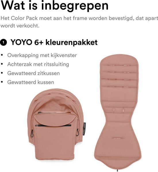 Stokke YOYO 6+ Kleurpakket, Ginger - Textiel: zitkussen, uitschuifbare luifel en achterzak met ritssluiting - Voor het YOYO-frame (los verkrijgbaar)