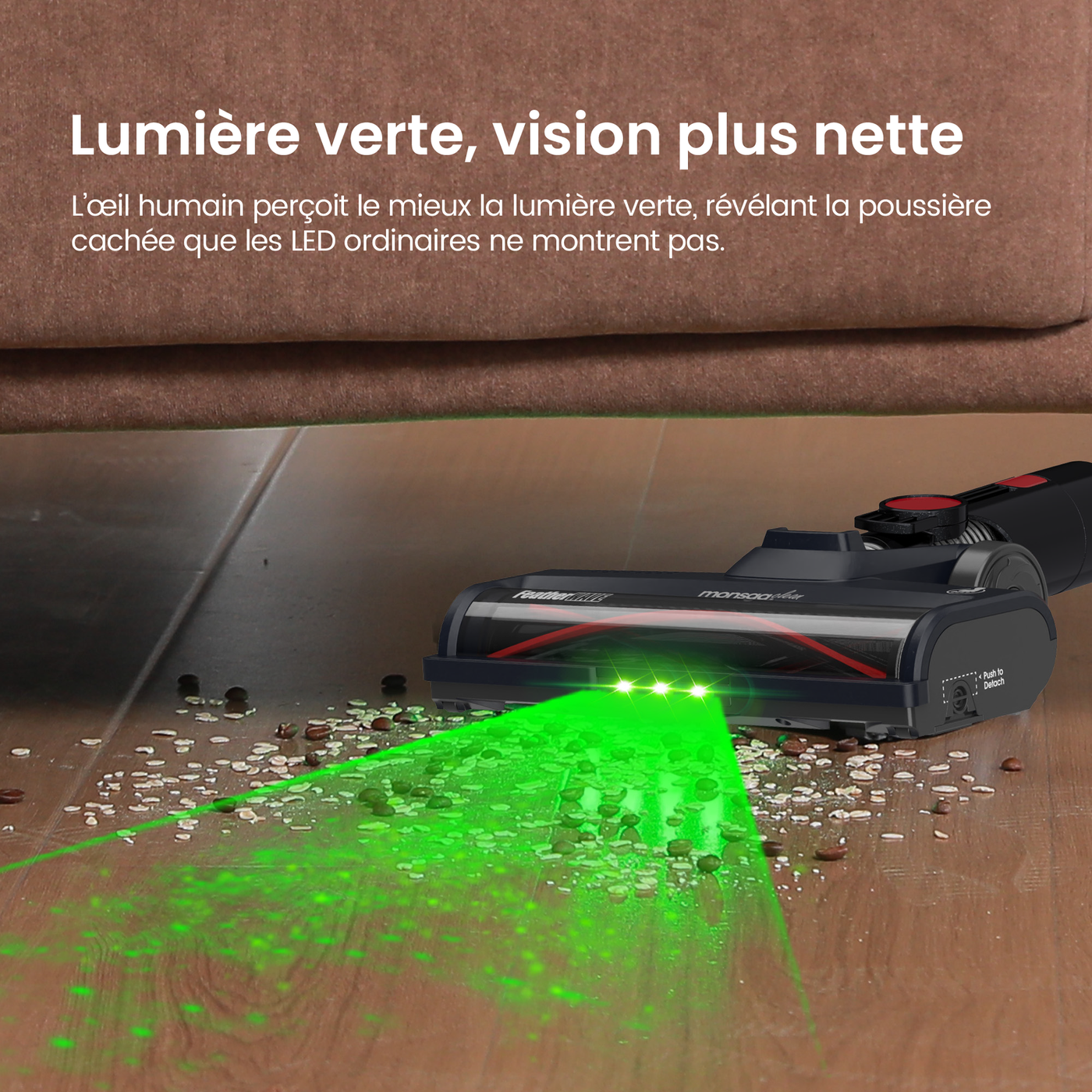 MonsgaClean M100 Draadloze Stofzuiger - Rood - 55.000 Pa - 45 min - 1,8 L - Touchscreen - Anti-klit - Groene LED