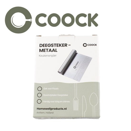 COOCK - Deegschraper RVS - Deegsteker - Deegkrabber - Groentesnijder - Pizza mes - Deegsnijder - Cake & Taart Schraper