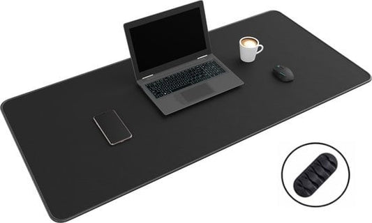 WURK Professionele Bureau Onderlegger Rubber – Bureau Organizer – Bureau Accessoires – Muismat XXL– Inclusief Kabel Clip – 120x60 – Zwart