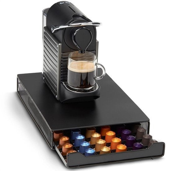 KitchenBrothers Capsulehouder met Lade - Geschikt voor Nespresso - 60 Cups - Zwart