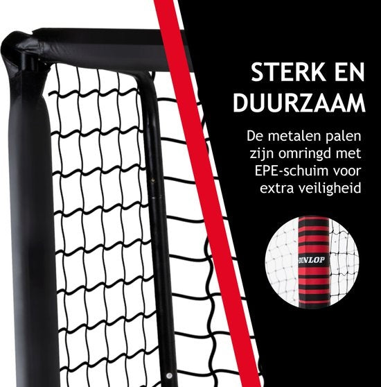 Dunlop Voetbaldoel - Voetbal Goal 300 x 200 x 120 cm - Voetbalgoal Groot - Buitenspeelgoed voor Kinderen en Volwassenen - Snelle Montage - Voetbal Training Doel - Metaal - Zwart/ Rood