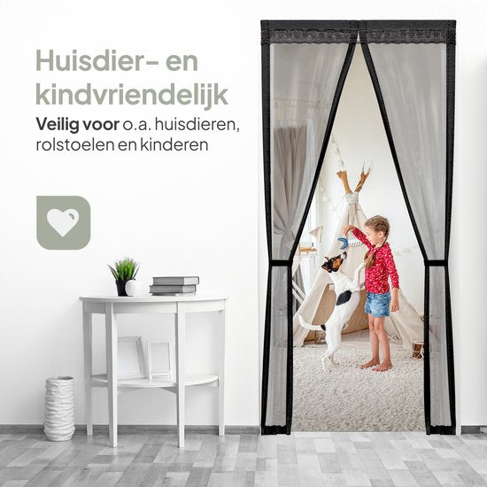 O'DADDY - Deurgordijn Deluxe FIBER - Magnetisch Vliegengordijn - Voor Nieuwbouw en Standaard Deuren - Eenvoudige Installatie - 100 x 240 cm - Zwarte Hor