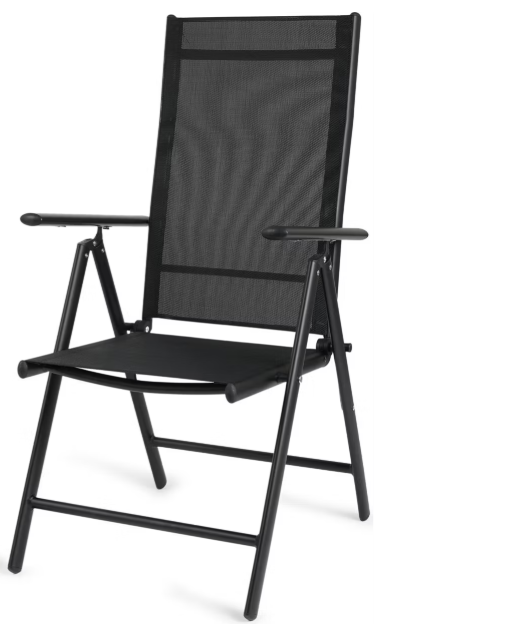 909 Outdoor Aluminium Tuinstoelen – 66x55x107 cm – Grijs – Set van 2 – Opvouwbaar & Verstelbaar