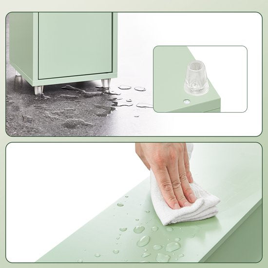 SoBuy Badkamerkasten hoog - Opbergkast met Verstelbare Planken en Lade - Kolomkast Badkamer - 20x180x20cm, Lichtgroen, BZR34-II-GR - voor Badkamer, Woonkamer, Slaapkamer