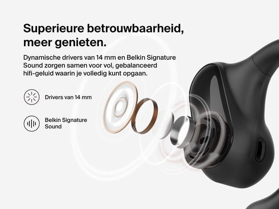 Belkin SoundForm ClearFit – Draadloze Open-Ear Sportoortjes - Zwart