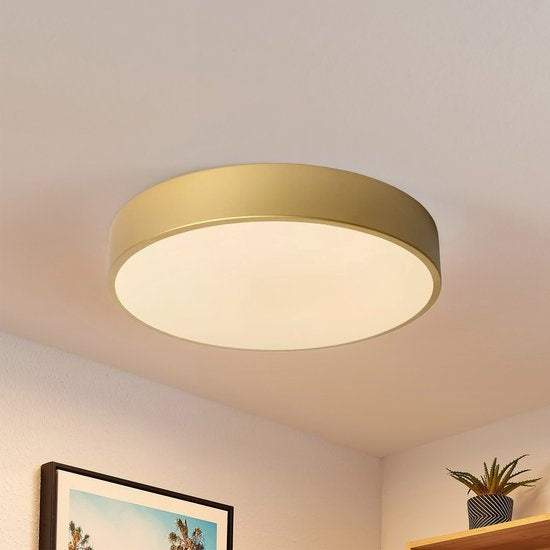 Gologi Slimme Plafondlamp – Plafondlampen – LED RGB – Plafonniere – Industrieel – Slaapkamer & Woonkamer – Ø 30cm – Goud