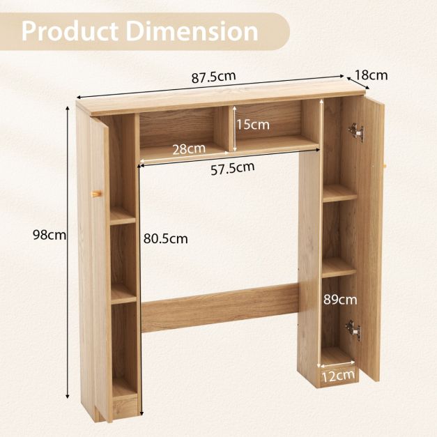 Cost Toilet Toiletkast met Dubbele Deur - Hout - Bruin -  87,5x18x98 cm