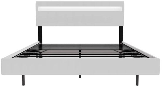 Zwevend Bed Lissabon - 140x200cm - Kunstleer - Incl. LED - Wit