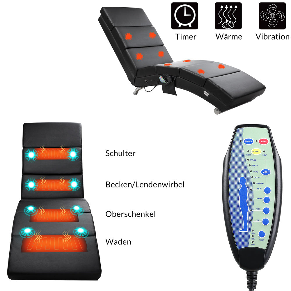 Casaria Relaxfauteuil - Massage en Verwarmingsfunctie - Zwart