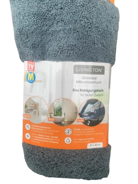 Livington Universele Microvezeldoek - Grijs - 40 x 40 cm - Pluisvrij en Streeploos Reinigen