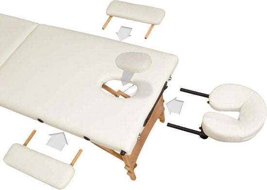 2 zones mobiele massagetafel beige - 5cm + draagtas - 401462