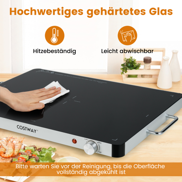 Coast Elektrische Warmhoudplaat 400 W – 30-120 °C – 61 x 42 x 4 cm – Zwart