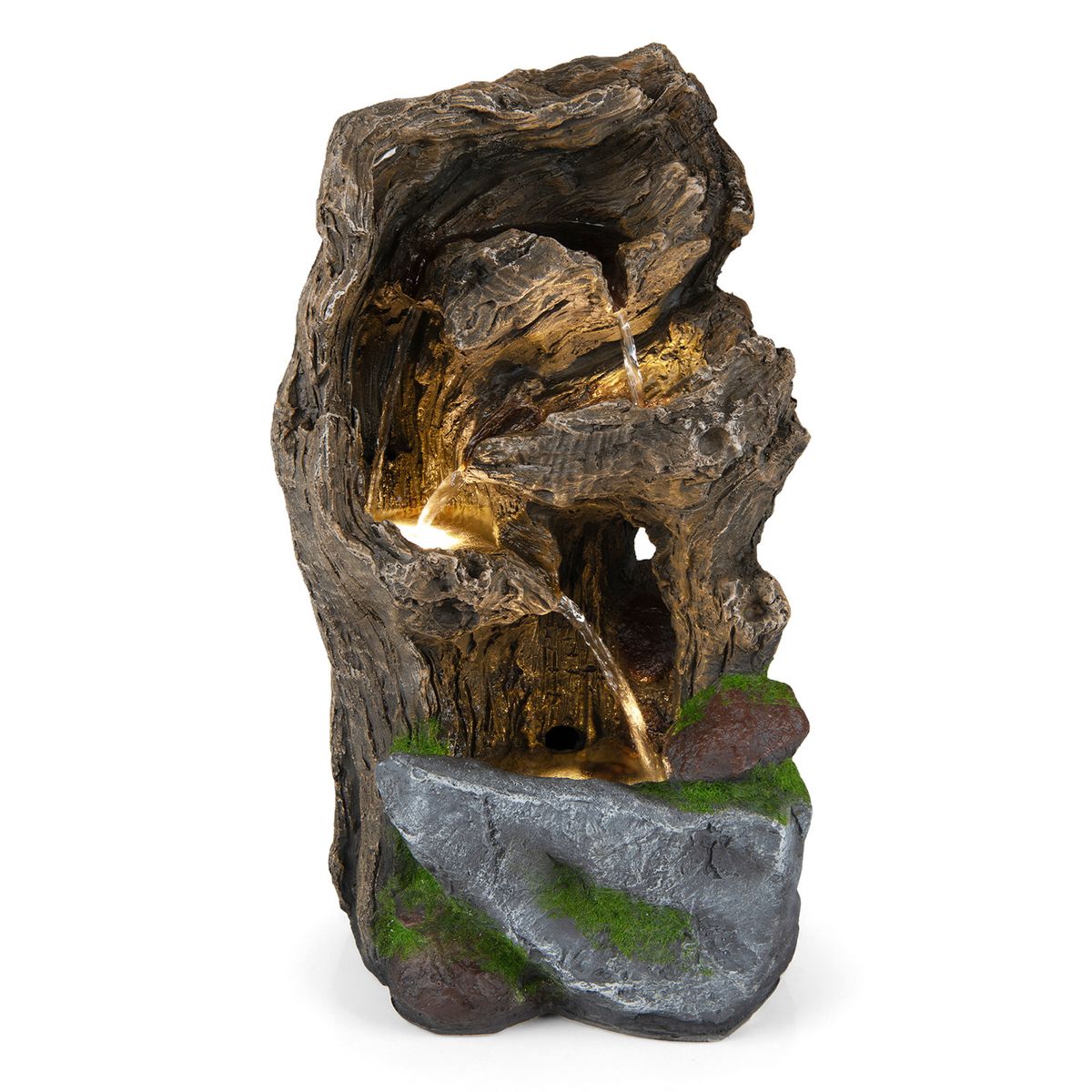 Coast Tuinfontein met 4 niveaus - LED-verlichting - Weerbestendig - Bruin, 26 x 28 x 53 cm