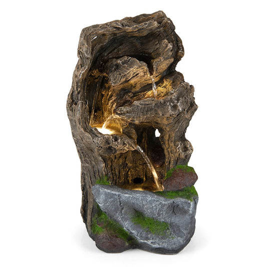 Coast Tuinfontein met 4 niveaus - LED-verlichting - Weerbestendig - Bruin, 26 x 28 x 53 cm