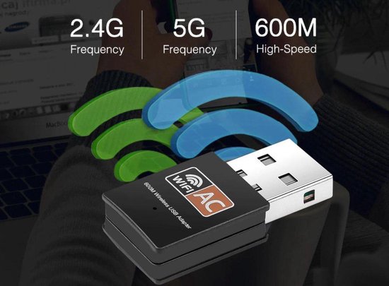 Garpex® WiFi USB-adapter 600 Mbps - Dual Band - Compact ontwerp