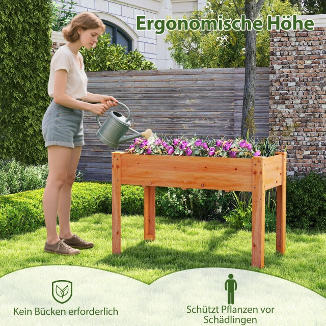 Coast Verhoogde Plantenbak Roodbruin – Houten Moestuinbak met Drainagegaten – 120 x 60 x 82 cm