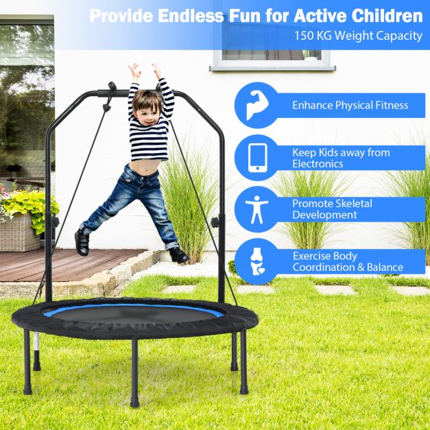 Costway Trampoline – Inklapbaar & Verstelbaar – max. 150 kg – Ø101 x 107,5-130,5 cm – Blauw