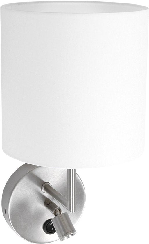 Wandlamp Noor 1562ST Staal met Leeslampje & USB-lader - Modern Design van Mexlite - Verstelbaar en Praktisch voor Binnen Gebruik