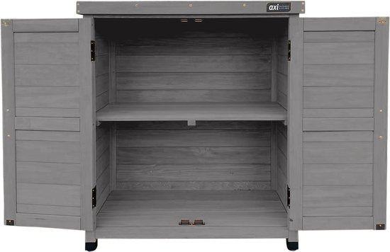 AXI Felix houten opbergkast – Tuinkast van FSC Hout - Magnetisch sluitsysteem - Verstelbare poten - 80x45x93cm - Warm Grijs