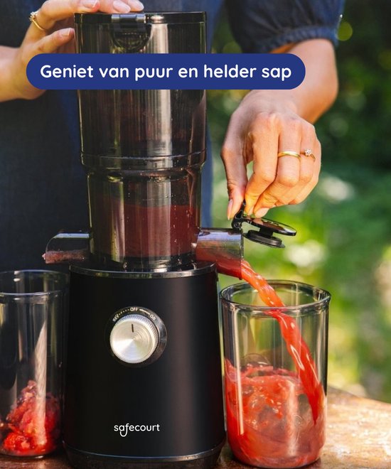 Safecourt Kitchen Sapcentrifuge - Slowjuicer voor Groenten & Fruit - XXL Vulopening - Krachtige motor - Zwart