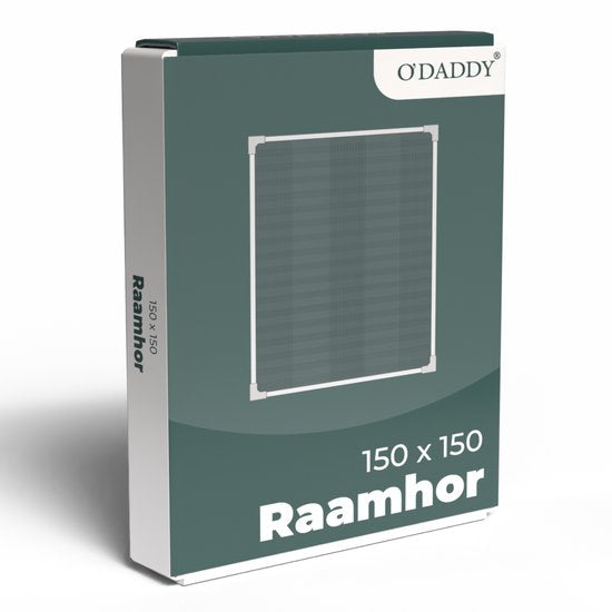 O'DADDY® Magnetische Raamhor - 150x150 cm - Aanpasbaar Vliegengaas - Met Witte Rand en Zwart Gaas - Horrengaas - Veelzijdig en Gemakkelijk te Monteren
