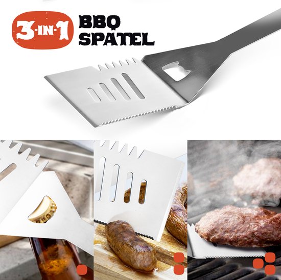 Squago BBQ accessoires XXL Set met Schort - Gereedschap - Gereedschapset Tang Borstel Mat