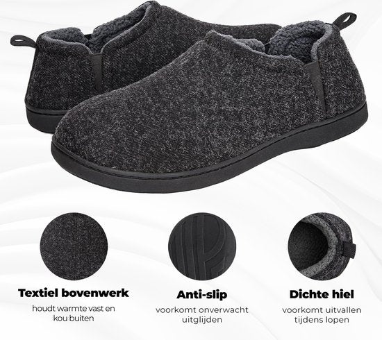 Pantoffels Heren - Sloffen - Zwart - Anti-slip - Maat 44/45 - Comfeet