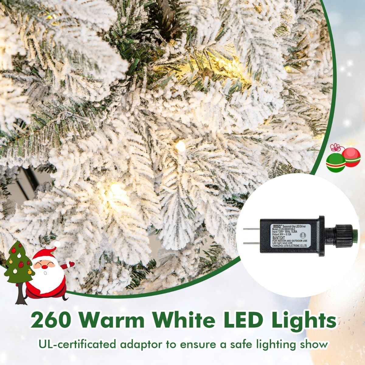 Coast Kunstkerstboom met sneeuw - 1415 Takken - 260 LED Lichtjes - 180 cm