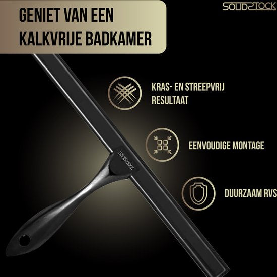 Douchewisser Zwart RVS - Luxe Trekker Douche - Ophanghaak Zonder Boren - Douche Trekker Zwart