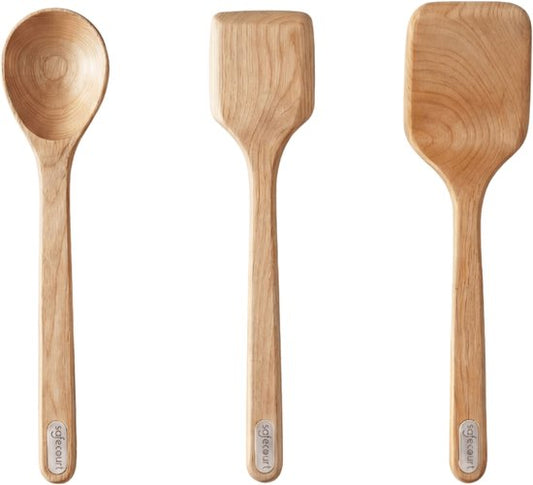 Safecourt Kitchen 3 delige houten spatelset [100% vrij van microplastics] - FSC-gecertificeerd berkenhout