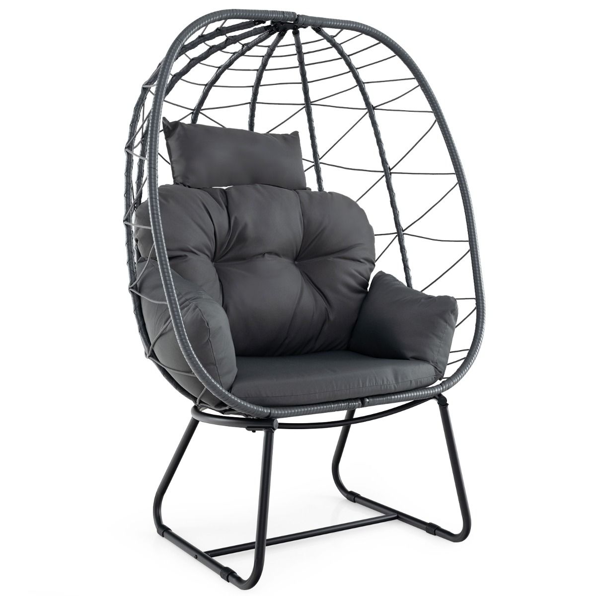 Coast Rotan Loungefauteuil - oversized eivorm - afneembaar kussen - grijs