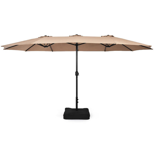 Coast 451,5 x 264 cm Dubbele Terrasparasol met Standaard – Bruin XXL Schaduwparasol voor Tuin, Terras en Zwembad