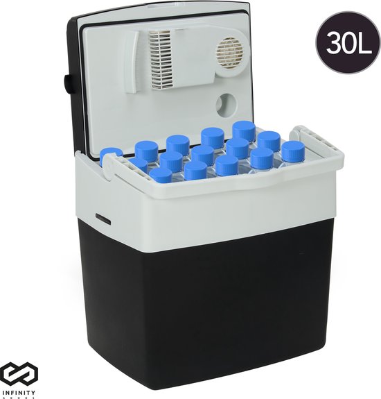 Infinity Goods - Elektrische Koelbox - 30L - Coolbox - 12V en 230V - Frigobox - Koelen en Verwarmen - Zwart