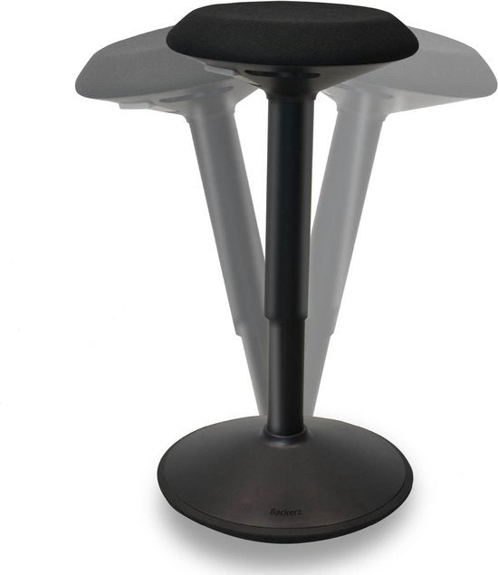 Bckz Wiebelkruk Zwart | Hoogte 55-80cm | Balanskruk | Zit-sta kruk | Ergonomische bureaustoel | zadelkruk