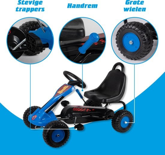 Skelter - Staal - Verstelbaar - Handrem - Max 35 Kilo - 3-4 Jaar - Blauw/ Zwart
