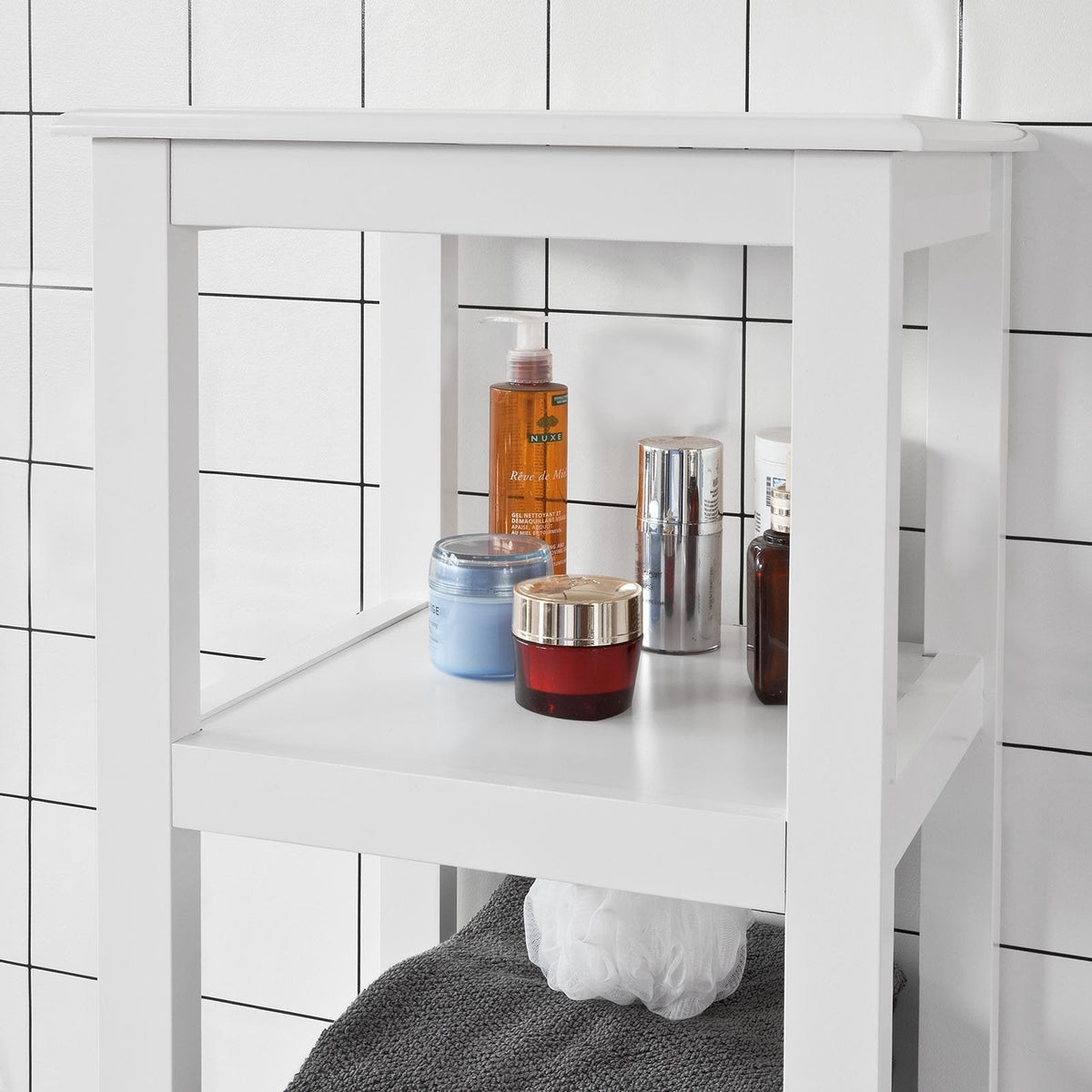 SoBuy Hoge Badkamerkast - 3 Vakken 1 Deur - Wit - 40x150x33 cm