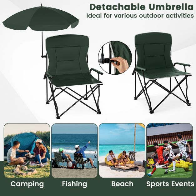 Coast Vouwbare Campingstoel met Parasol - Gepolsterd - 150 kg - Draagtas