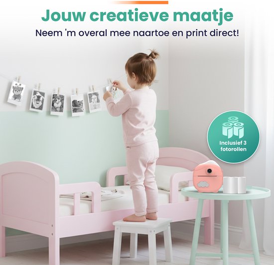 ODESSEY Kindercamera met Printer - Full HD - Selfie Camera - 32GB SD Kaart - Foto - Video - Spelletjes - Digitale Camera Kinderen - Fototoestel voor kinderen - Roze