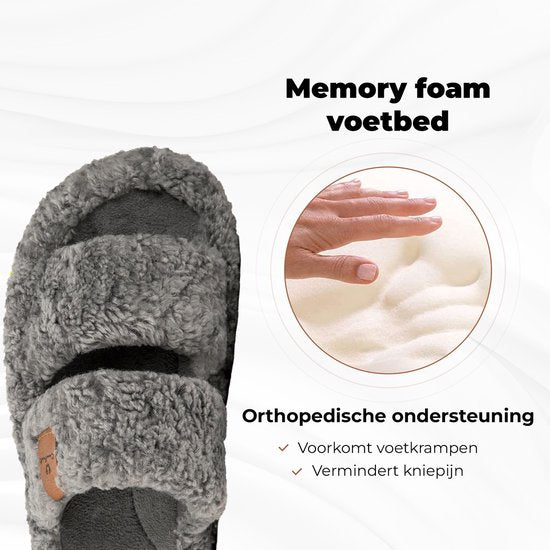 Pantoffels Dames - Sloffen - Maat 42/43 - Grijs - Anti-slip - Comfeet