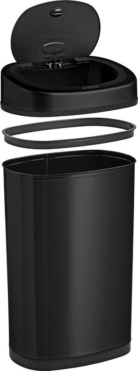 Homra FONIX Prullenbak met Sensor Zwart 50 liter - Automatische Soft Close Deksel - 50L - Zwarte Afvalemmer - Infrarood Sensor - Vuilnisbak met Elektrische Deksel - Sensorbediening - Vingerafdrukvrij - Vuilafstotend - Zwarte Keuken en Kantoor Vuilbak