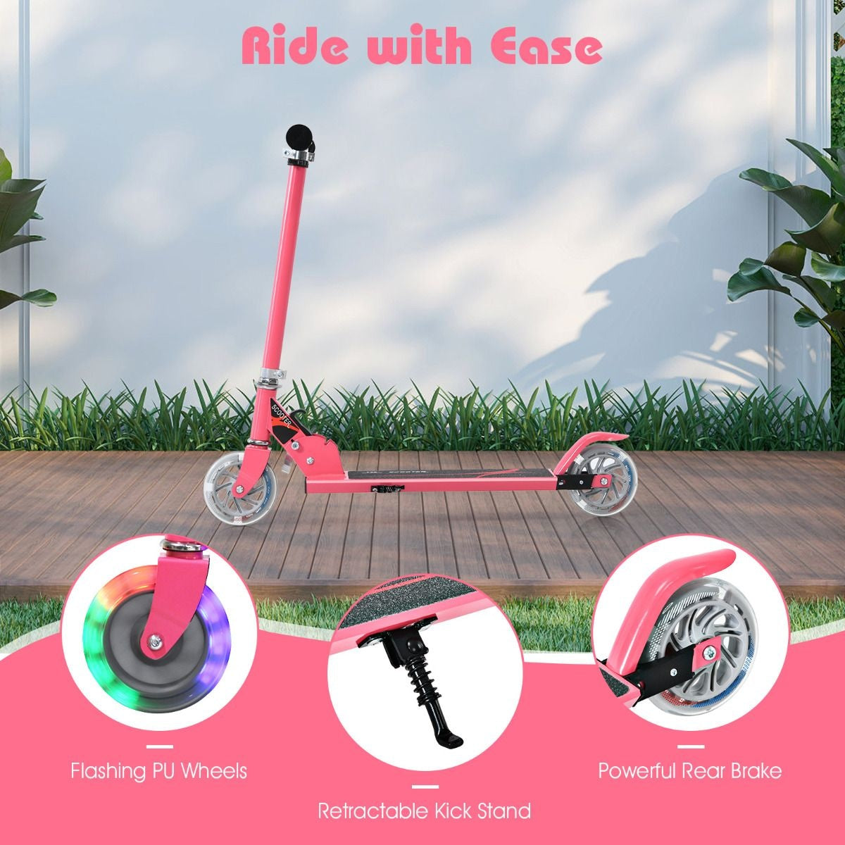 Coast Opvouwbare Kinderstep - LED Verlichte Wielen - Hoogte Verstelbaar 63-86,5cm - Roze