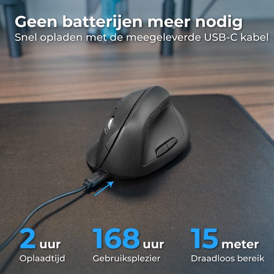 Nuvance Ergonomische Muis - Draadloze Muis - Bluetooth Muis - Muis Draadloos - Stil - Computermuis - Wireless Mouse - Rechtshandig