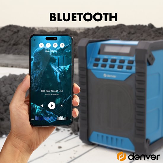 Denver Bouwradio DAB - Bluetooth - met Accu - AUX - FM - USB-C - Spatwaterdicht - WRD60