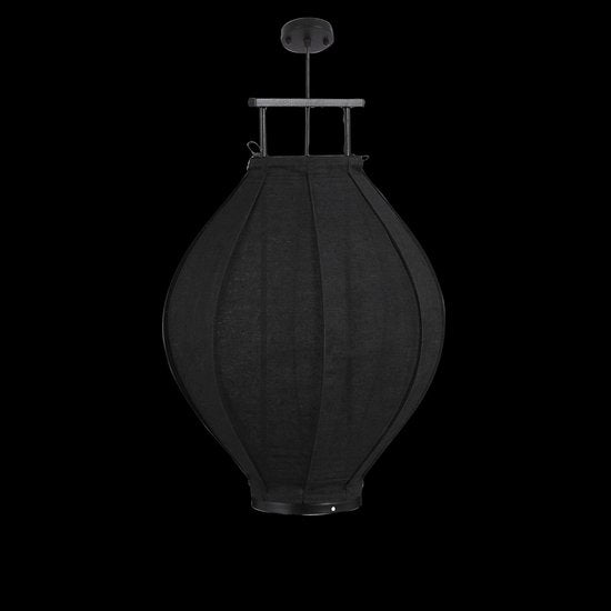 Mica Decorations Pego Hanglamp - H73 x Ø54 cm - Linnen - Zwart